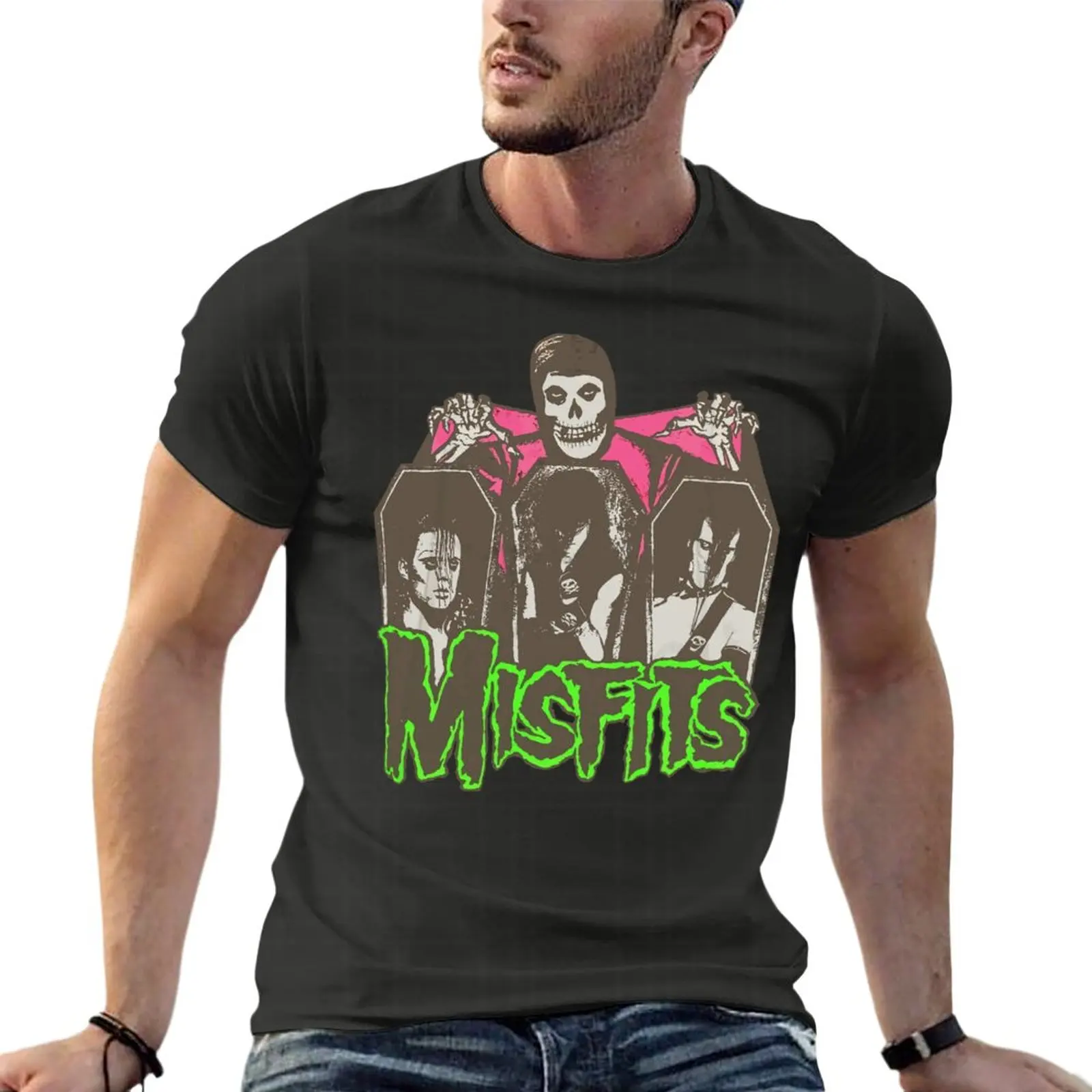 

Vintage 1980S Misfits Evilive Skull Oversize T-Shirt Funny Men Clothes Short Sleeve Streetwear Big Size Top Tee