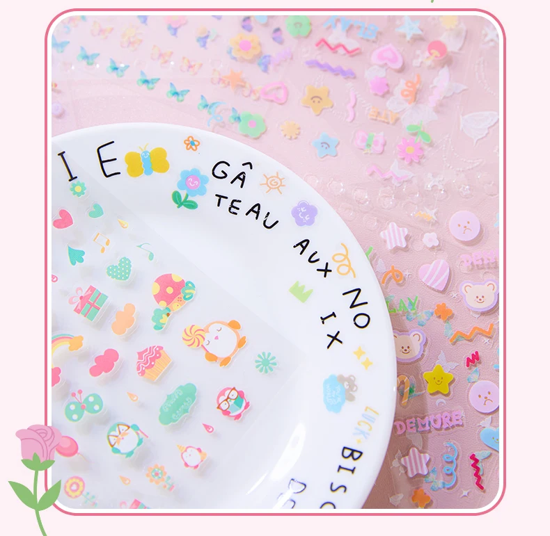 32sheets Kawaii Mini Sticker Die-cutting Sticker book Kpop Toploader Decorative Stickers Nail Sticker Set Stationery