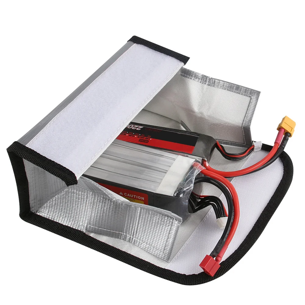 Sac ignifuge pour batterie Lipo 185x75x60mm Lot de 1 ou 2