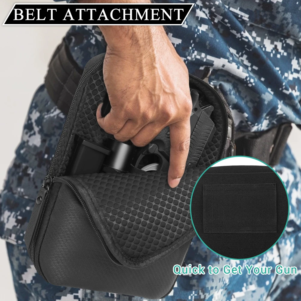 Concealed Carry Gun Bag Soft Sling Shoulder Bag Pistol Case Fanny Pack Waist Belt Firearm Bag with Holster for Handgun Pistol 6