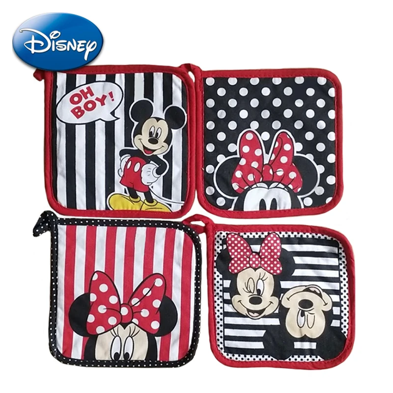 

Disney Mickey Mouse Minnie Cotton Placemat Anti-scald Coasters Insulation Pad Cute Figures Kitchen Oven Glove Baking Accessories