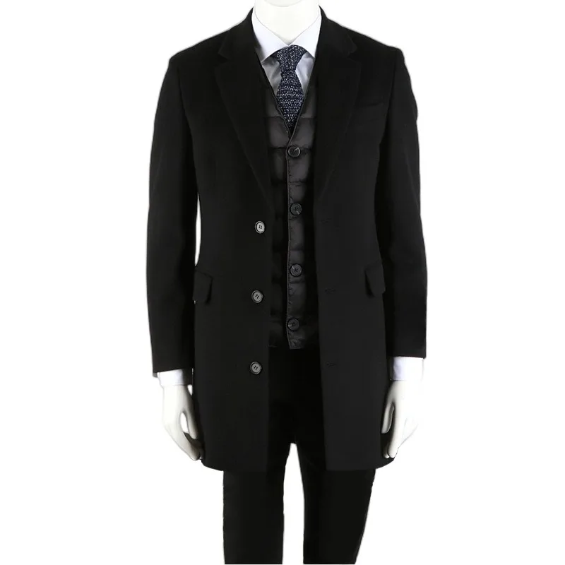 

Men Single-Breasted Slim Fit Large Coat 2023 New Autumn Winter Woolen Coat Men Vintage Long Sleeve Turn-down Collar Woolen Coat