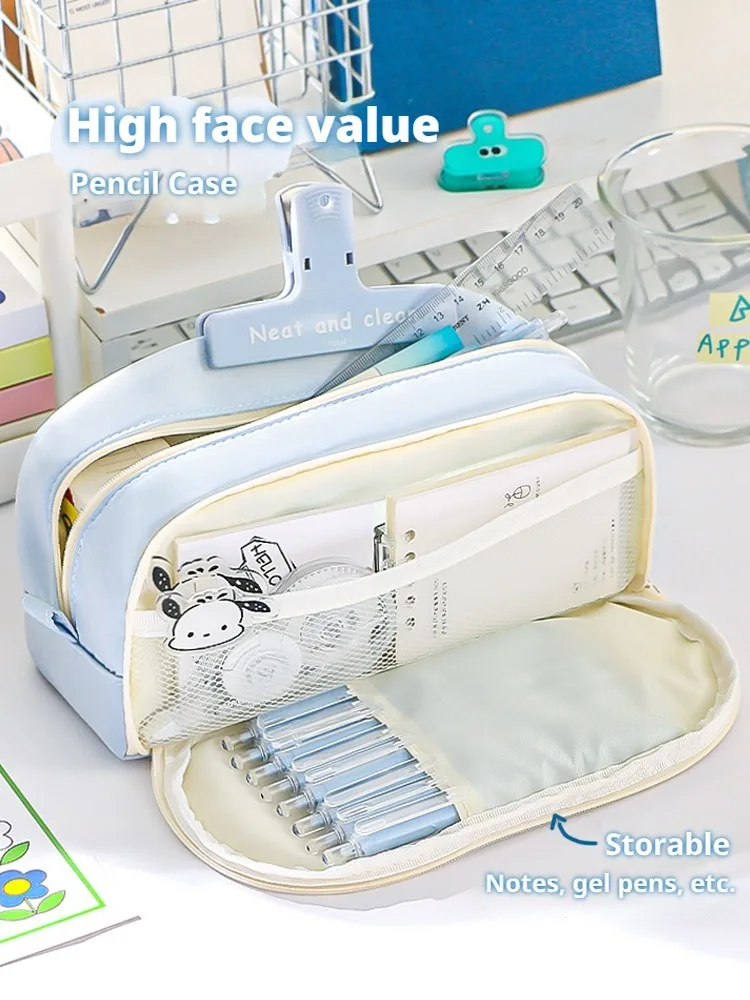 Learning Pencil Case Multi-layer Large Capacity Pencil Case Fashionable Simple and Practical Stationery Bag Storage Bag