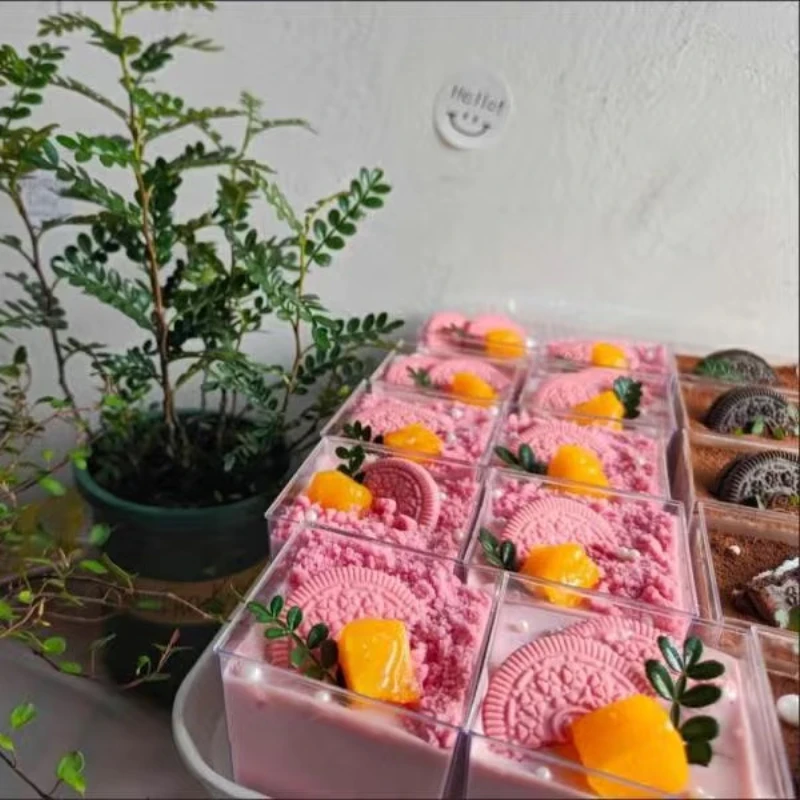 Square Plastic Mousse Dessert Cups 2OZ For Christmas Jelly Pudding Cups Yogurt Party Supplied Summer Kitchen Wedding 10/20PCS