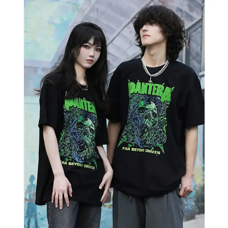 

Парная Летняя мужская одежда с коротким рукавом GunsN'Roses хардкор рок принт Пандора парная Летняя мужская одежда с коротким рукавом в стиле панк-рок