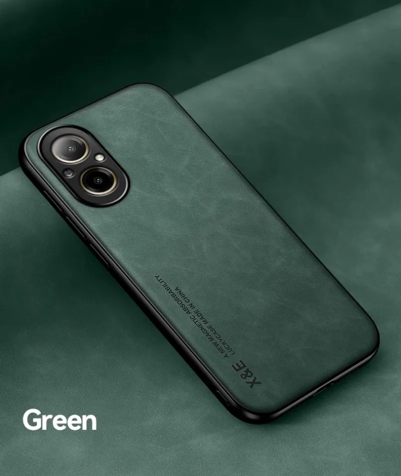Luxury Leather Phone Case with Metal Plate