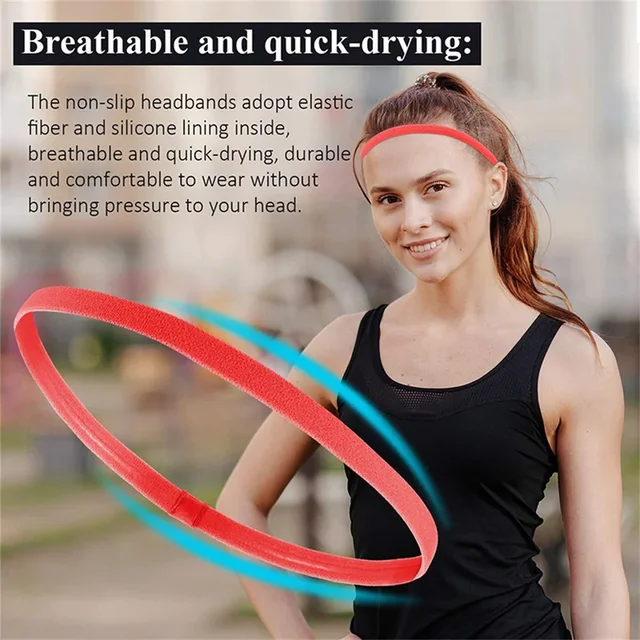 1PCs Simple unisex sports hairband non-slip silicone strip sweat guide elastic headbands yoga running fitness hair accessories 6