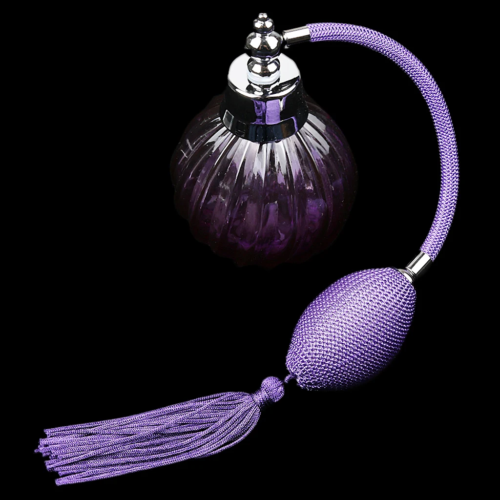 زجاجة رش بمضخة عطر زجاجية ، حاوية بخاخ أرجواني ، ص...