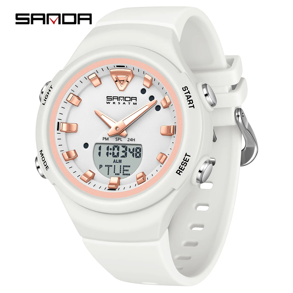SANDA Men's Dual Display Luminous Sports Watch - Shockproof Fashion Electronic Quartz