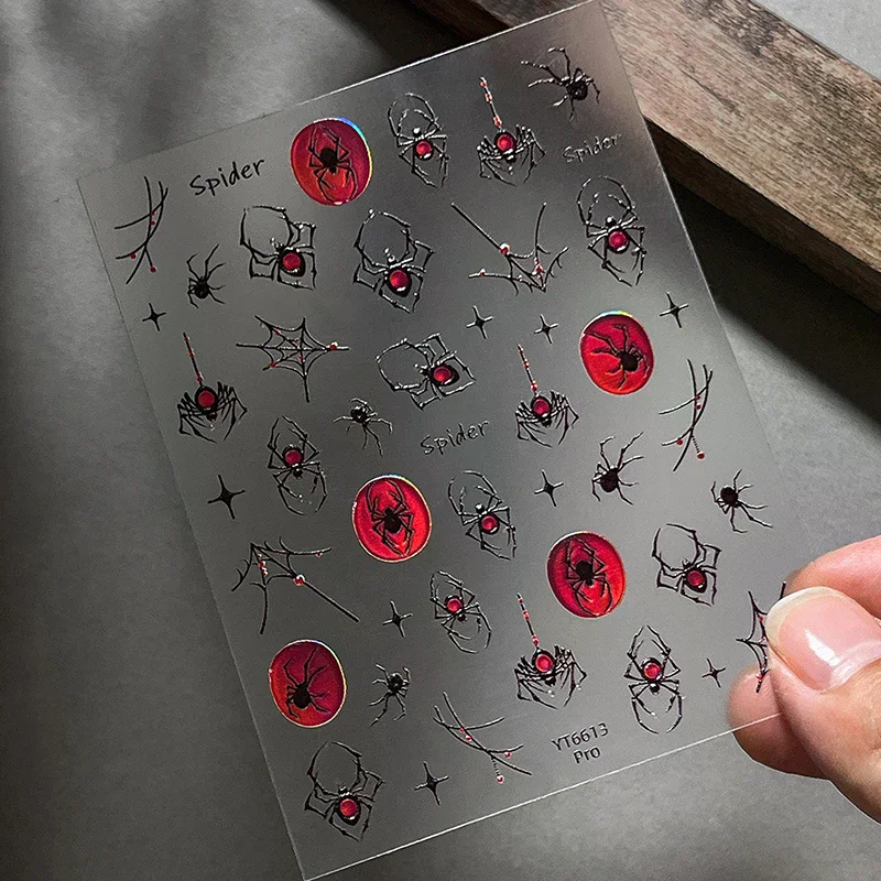 1Sheet Halloween Dark Series 3D Nail Stickers - Spider Cool Gothic Decals for Hot Girls DIY Manicure Decorations