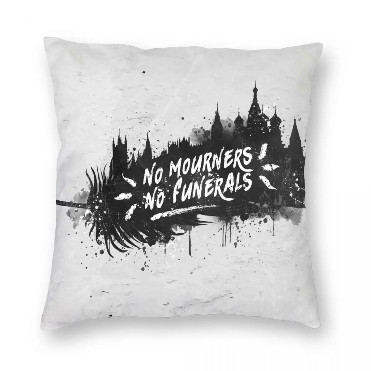 

No Mourners No Funerals Pillowcase Printed Cushion Cover Decor Watercolor Feather Letters Throw Pillow Case Cover Home 40X40cm