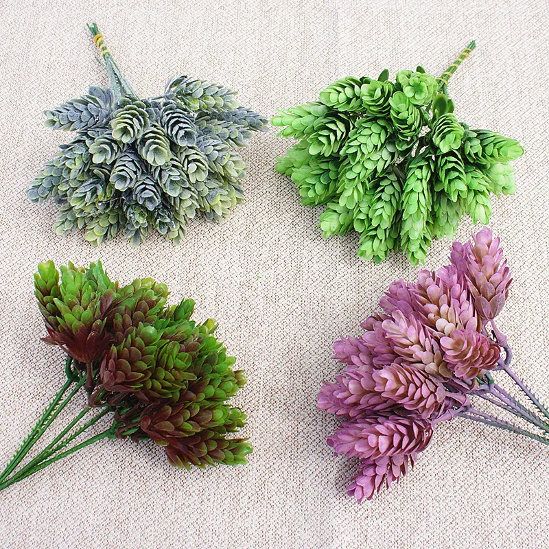 Description Picture 3 of item30 Heads Artificial Small Pineapple Plastic Tree Leaves Flores Fake Flowers DIY Wedding Home Decoration Plant Green Leaf