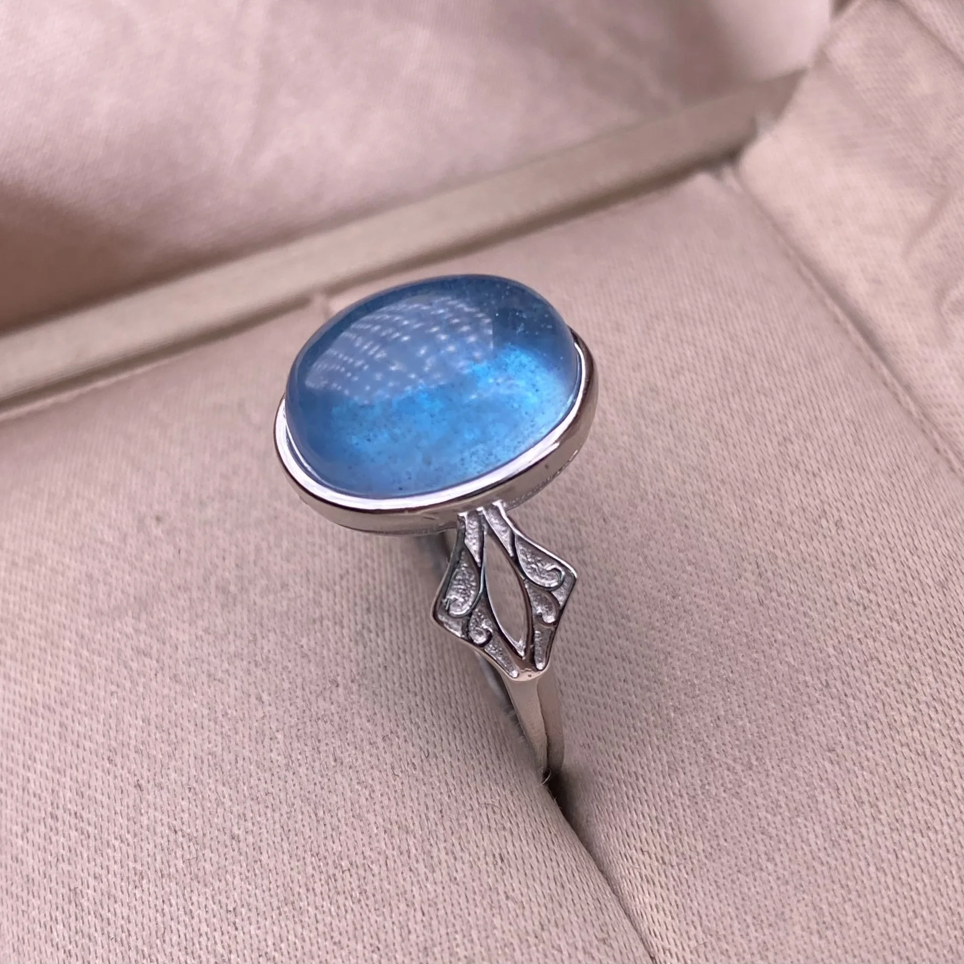 천연 6 캐럿 아쿠아마린 반지, S925 스털링 실버 사이즈 조절 가능, 여성용 웨딩 쥬얼리, 비둘기 계란 디자인, 생일 선물 -  AliExpress