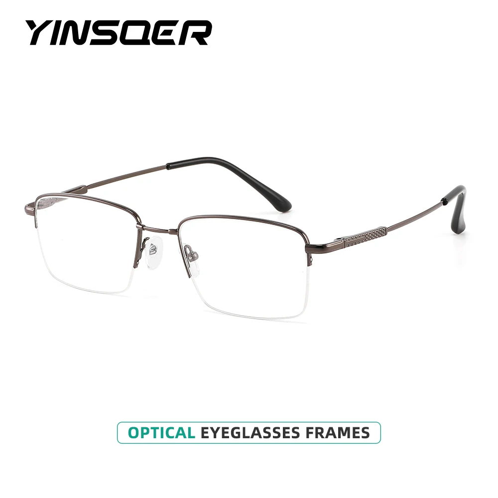 

Titanium Eyeglasses Men Korean Square Myopia Prescription Eyeglasses Frames Half Rim Optical Bezel Frame Man Titanium Frames