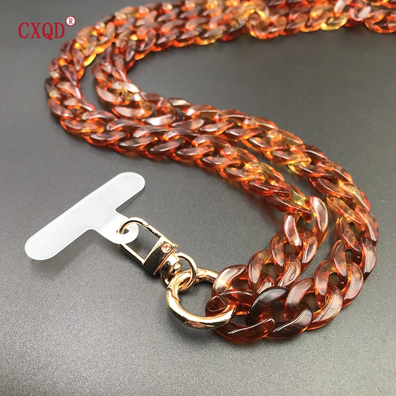 Colorful Bevel Design Acrylic Phone Chain Lanyard Necklace – Stylish and Portable Outdoor Accessory