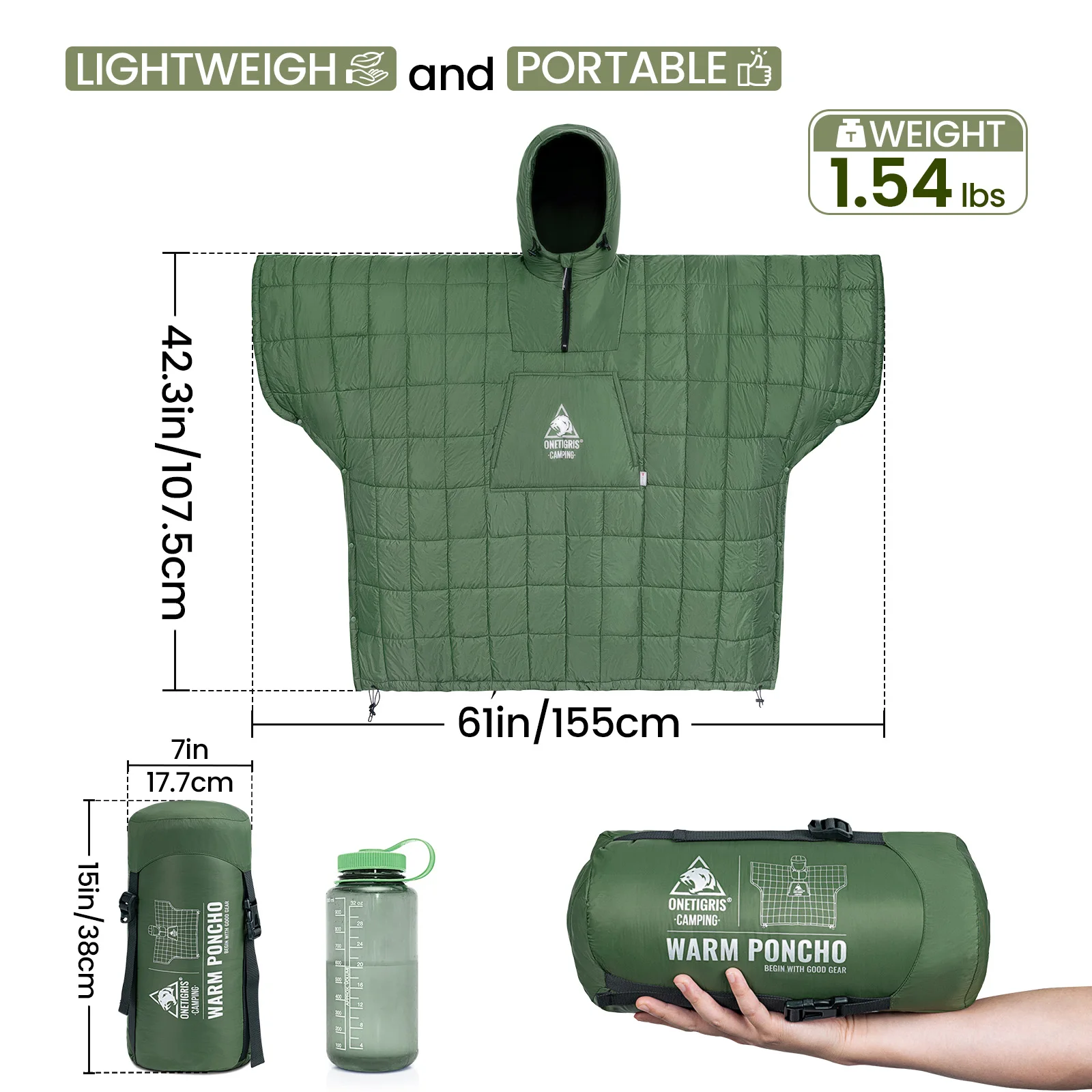 OneTigris Hooded Tactical Poncho Camping Blanket Wearable Sleeping Bag for Camping Hunt Ultralight Water-Resistant Warm Blanket 6