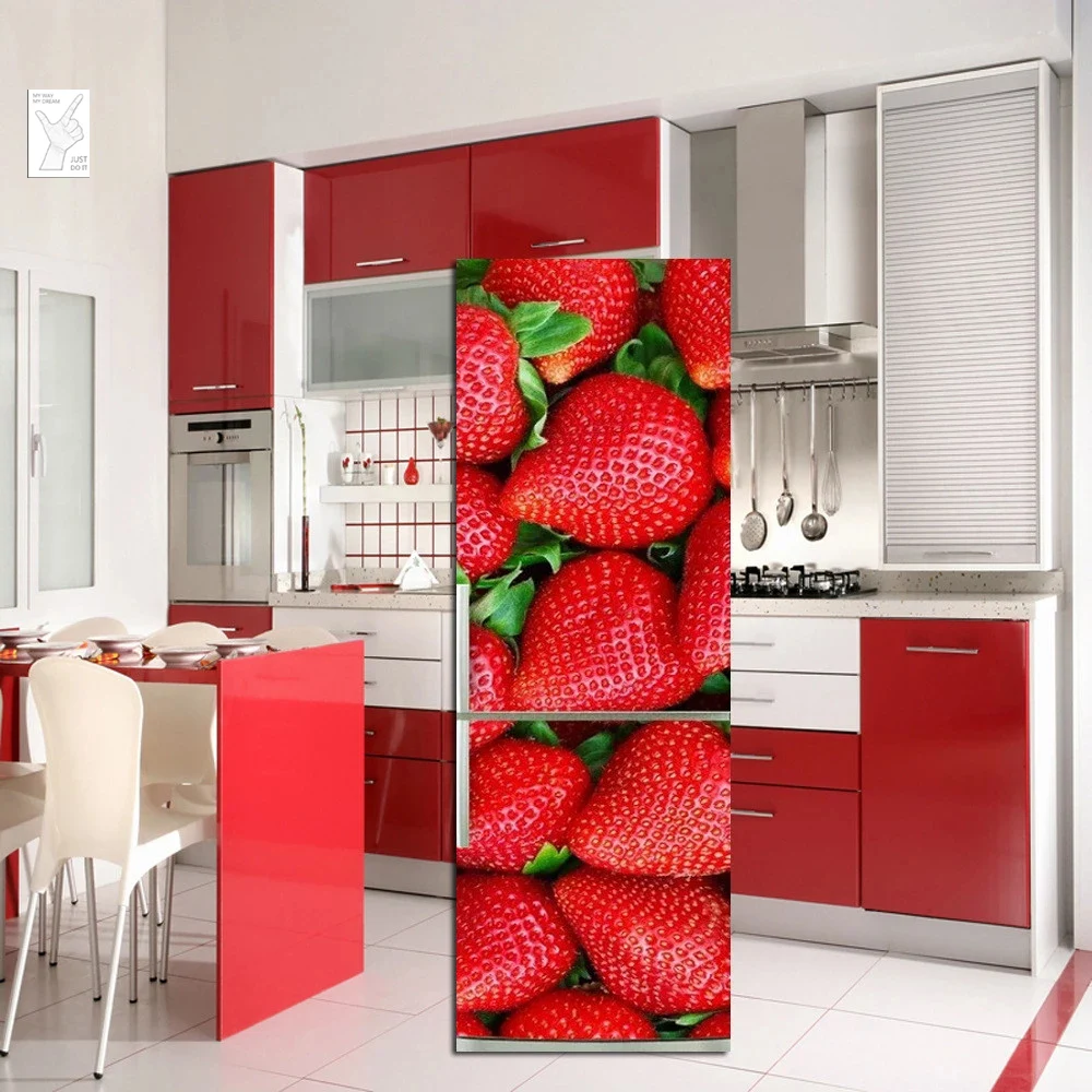 Comprar Pegatinas para refrigerador de alimentos, papel tapiz de vinilo  para nevera, cubierta completa de puerta, película autoadhesiva para  congelador, póster de pared, calcomanías para Mural