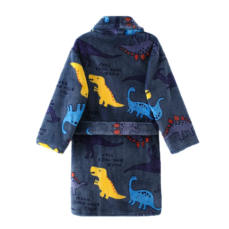 Soft Children Flannel Bathrobe Spring Autumn New Dinosaur Kids Sleepwear Bear Pajamas for Girl Boy Teenage Clothing 4-16Yrs