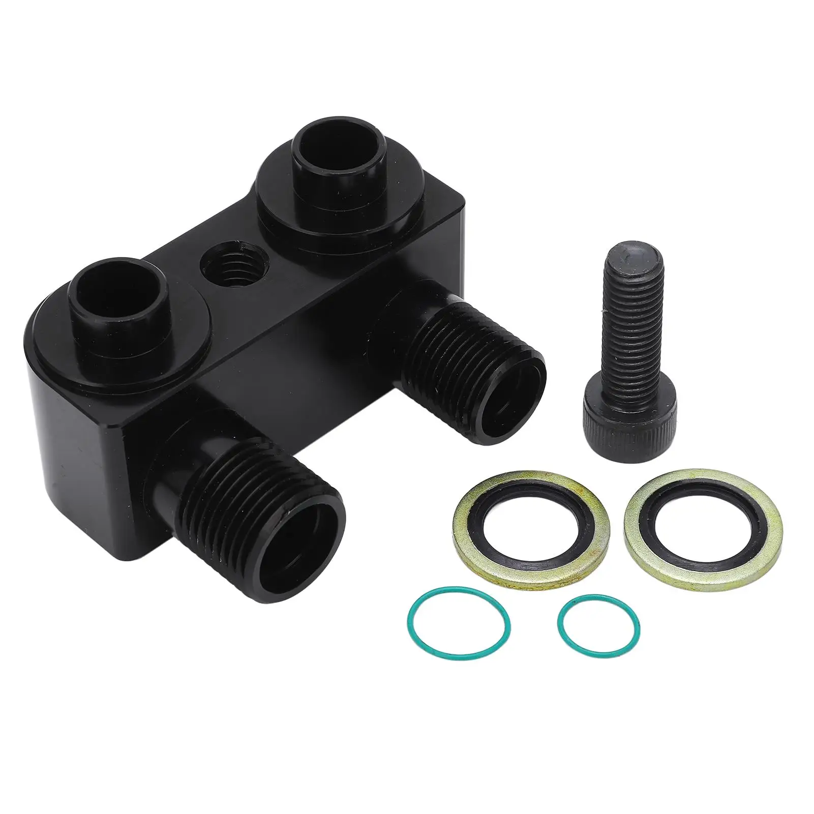 

90° Turn Angle 6061 T6 Billet Aluminum Fitting Adaptor Kit for Ford LSX LS1 Black Alloy