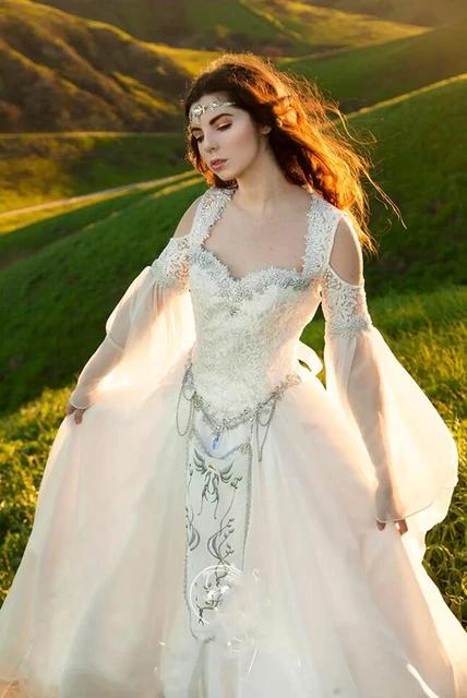Vestidos de novia medievales góticos con envoltura fantasía renacentista, victoriano, vestidos novia de manga de hada - AliExpress