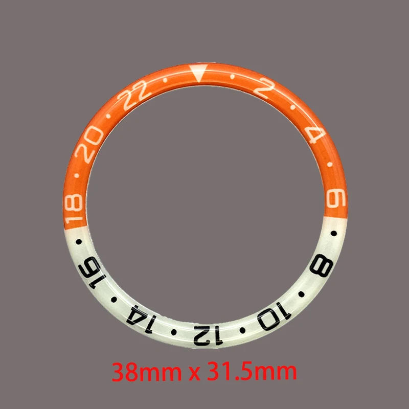 38 mm x 31,5 mm flache Harz-Aluminium-Uhrenlünette, blauer leuchtender Ring, passend für SKX007 SKX009 SRPD-Gehäuse NH36 NH35 Uhrenring-Refit-Teile – Detail 2