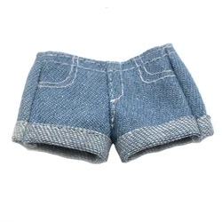 Summer Doll Outfit Set: White T-Shirt, Pleated Skirt, Plaid Dress, and Denim Shorts Ensemble - Only 1Pcs Clothes (Light Blue Shorts)