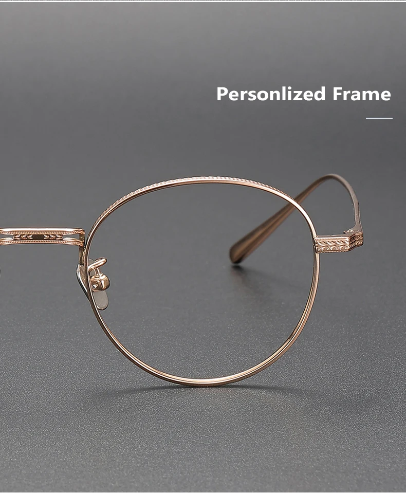Oveliness Unisex Full Rim Round Titanium Eyeglasses - Close Up