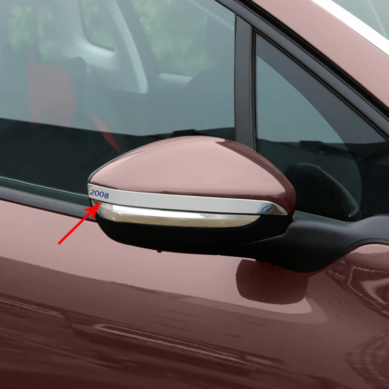 

Защитные полоски для зеркала заднего вида из нержавеющей стали, украшение для предотвращения столкновений, автомобильные наклейки для экстерьера 2014-2018 Peugeot 2008