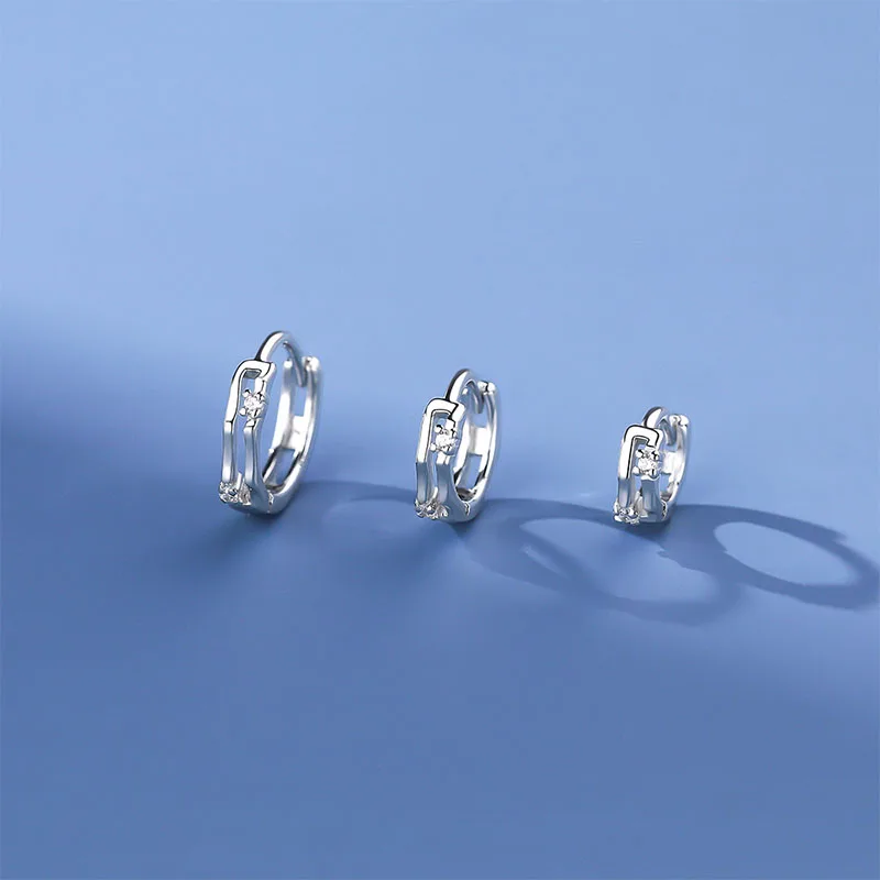 JYJIAYUJY 100% Whole Original Pure Silver S999 Hoop Earrings Hollow Zircon Inlaid Design 8MM Mini Style Fashion Jewelry JYE156 5