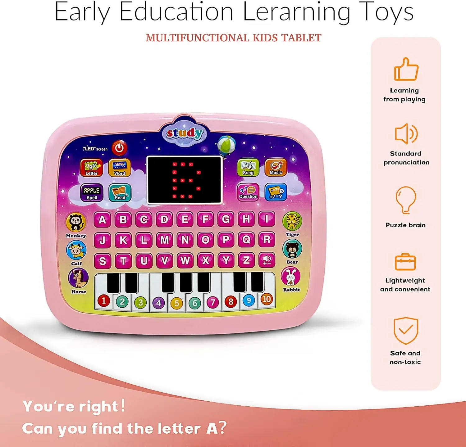 Multi functional children's English learning machine, intelligent LED display screen, tablet, fun early education machine toy 3