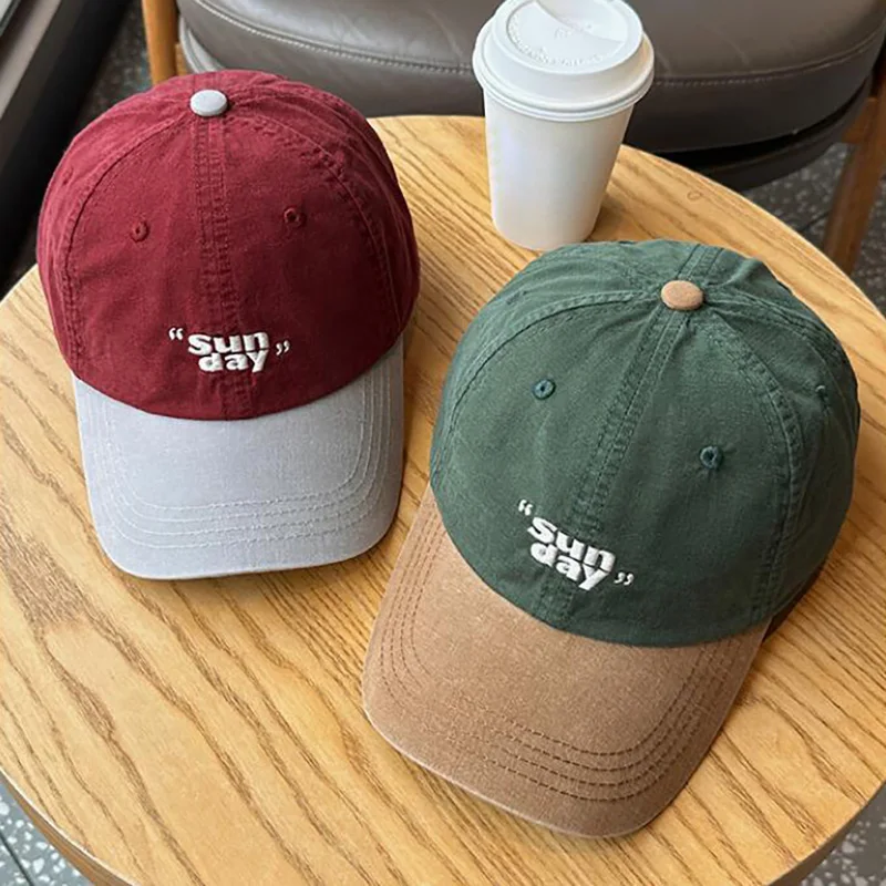 Contrasting Color Baseball Cap For Men Women JK Letters Embroidery Sun Visors Hat Casual Soft Top Couple Peaked Caps baseball cap sun hat