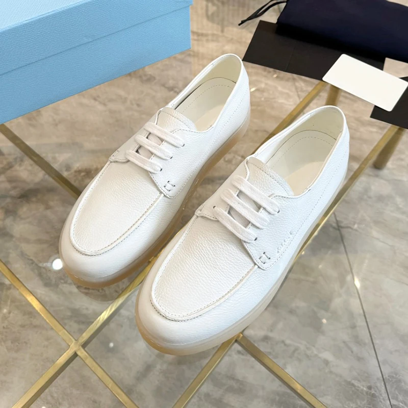 

Men Women's Same Loafers Spring New Sweat Absorption Wear Resistant Leisure Shoes Real Leather Material Round Head Lovers Shoes
