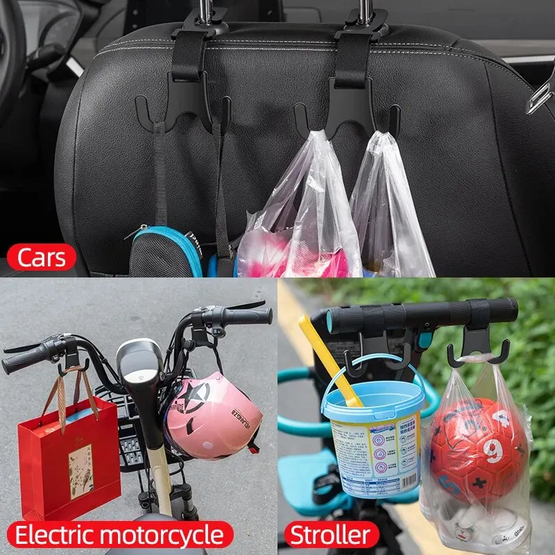 Car Seat Headrest Double Hook 2 Pcs for Bicycle Handbag Stroller