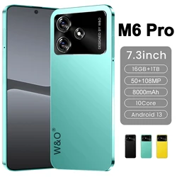 M6 Pro smartphone Original Global version 5G New 7.3inch HD phone phones 16GB+1TB Cellphone android13 mobile phones