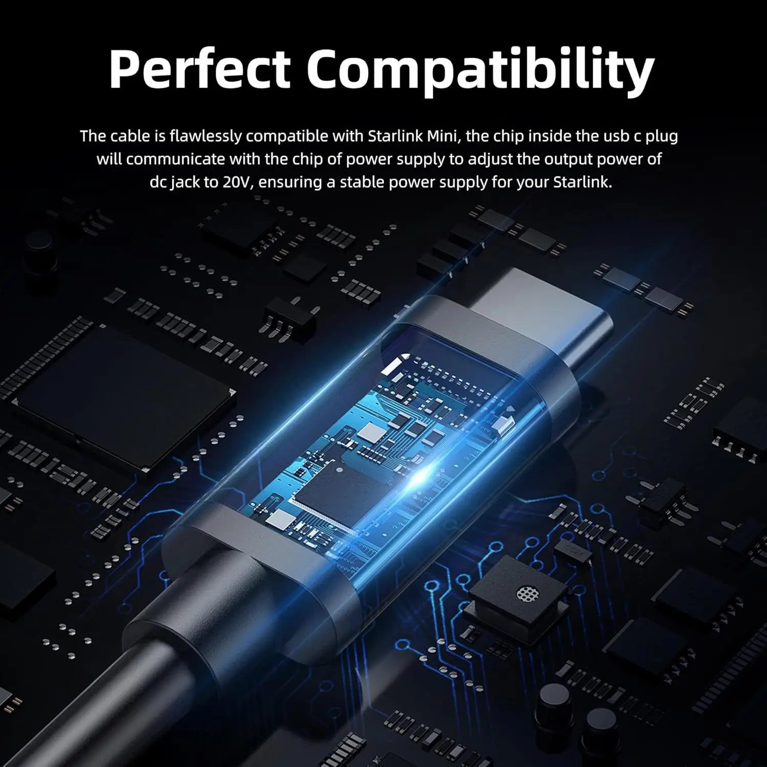 2 in 1 Starlink Mini Cable USB-C and DC to DC Power 100W PD Cable for3M Starlink Mini Waterproof Charging