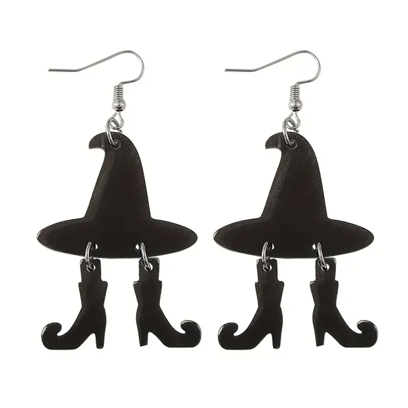 Boucles D'oreilles Chapeau Sorcière Et Perles En Jaspe Violet, Wicca, ésotérique, Fantasy, Halloween