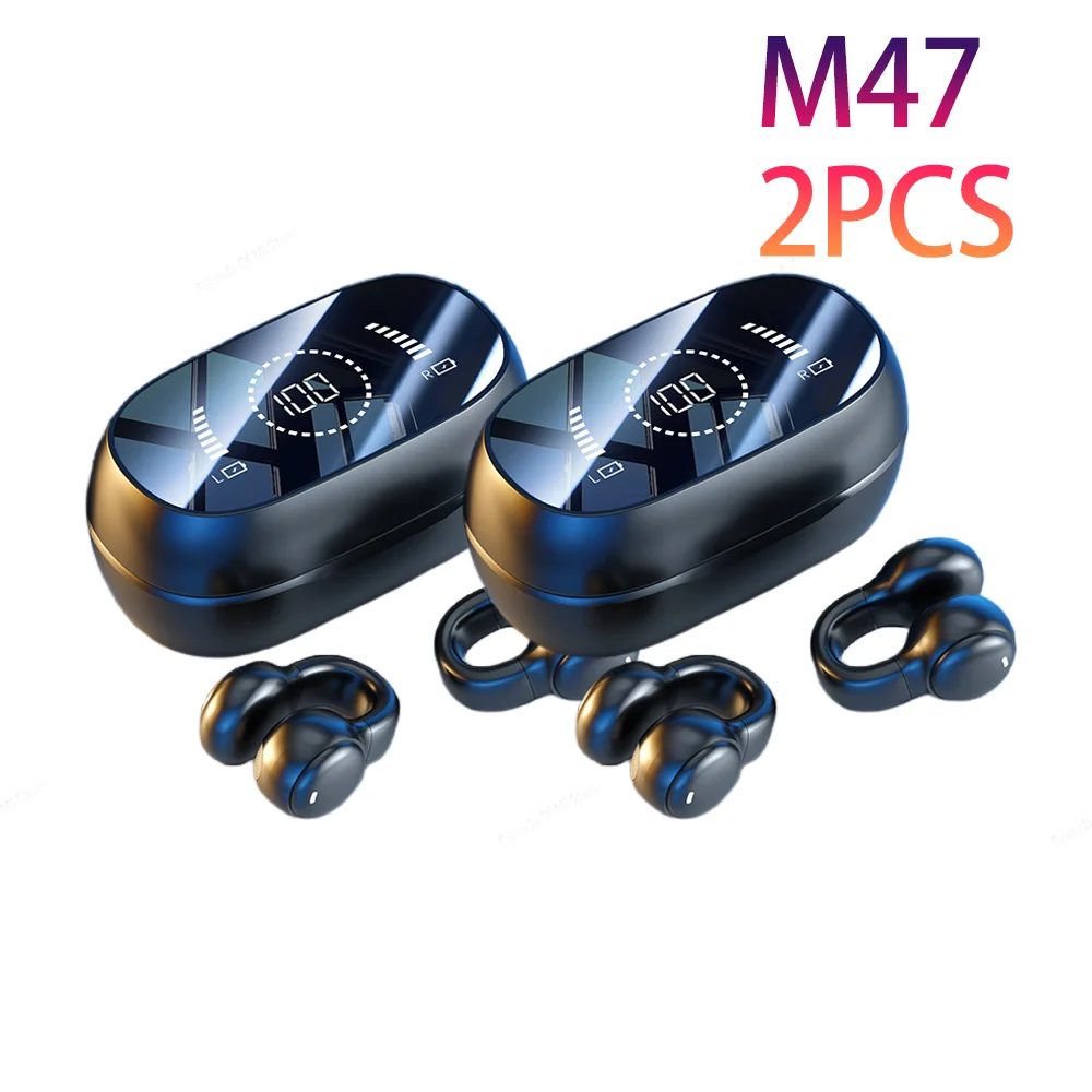 2PCS M47 Bone Conduction Bluetooth Headphones Sports Gaming Earbuds With Microphone HiFI Stereo Sound Headphones TWS Earbuds