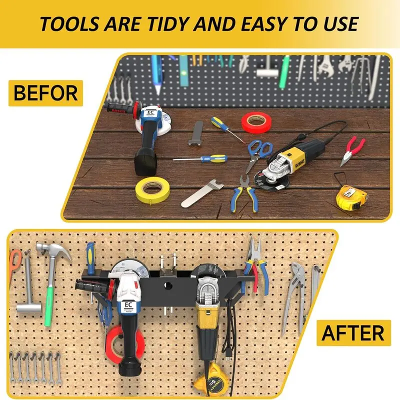 Angle Grinder Holder with Cord Hanger Wall Mount Bracket Storage for Angle Grinder Cutters Polishers Metal Rack