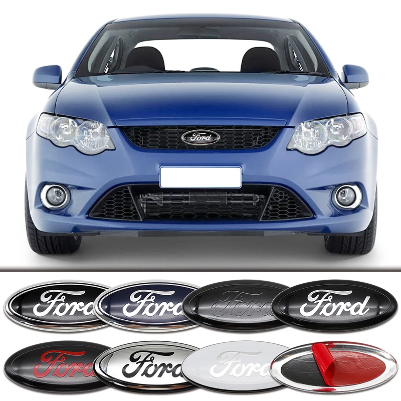 1 Stück 17,5 cm Aluminium Frontgrill Motorhauben-Logo-Aufkleber für Ford Focus Fiesta Mondeo Ranger Kofferraumzubehör 3D Luxus Pro Premium