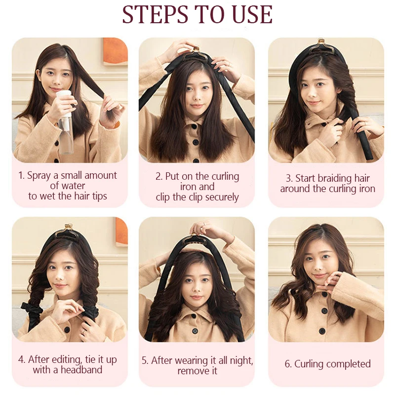 Heatless Curling Rod Headband No Heat Silk Curls Ribbon Hair Rollers Sleeping Soft Headband Lazy Hair Curlers Styling Tools hair styling tool hair curling tools