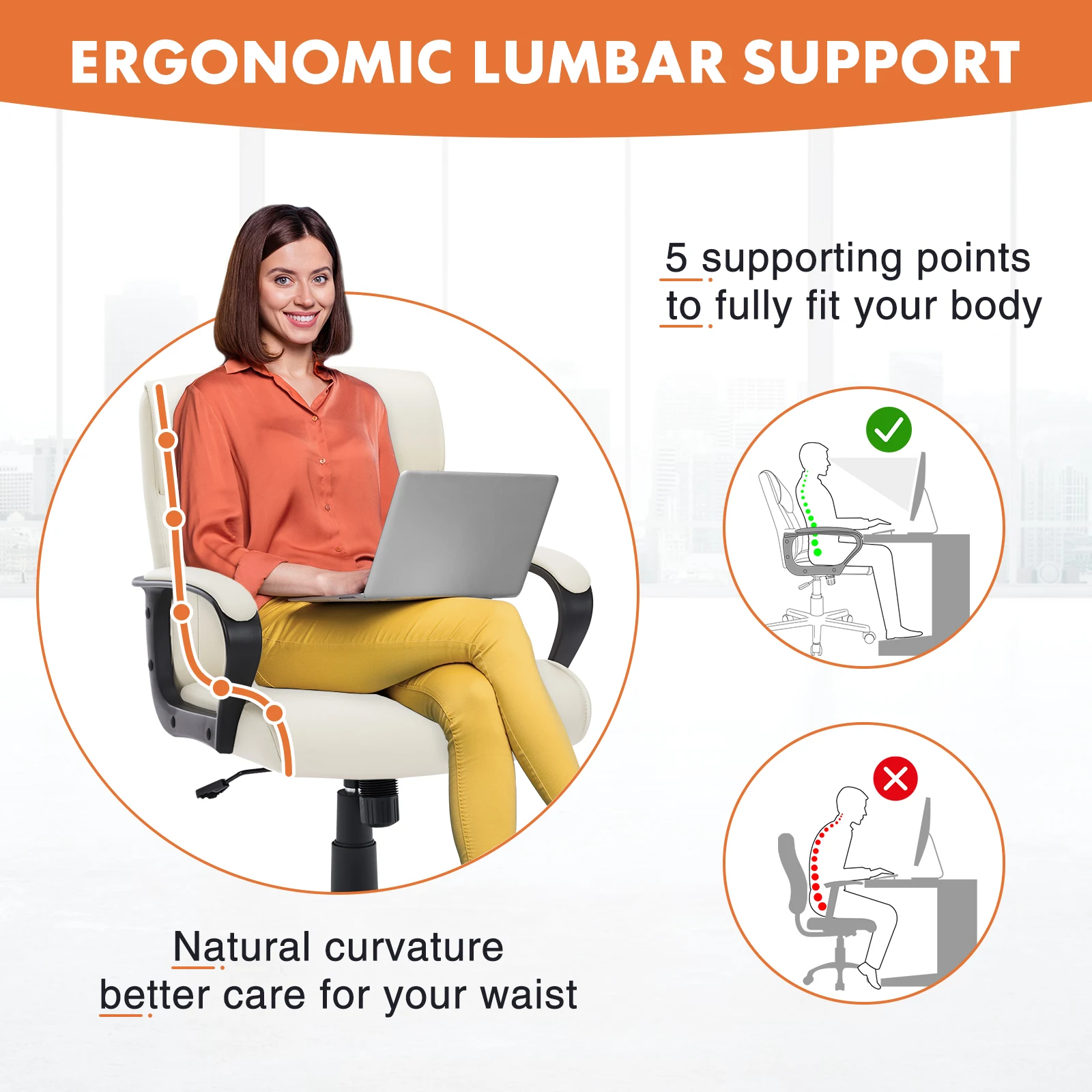 JHK PU Leather Ergonomic Padded Living Room Rocking Gaming Chairs Adjustable Height Rolling Swivel Wheel With Lumbar Support 6