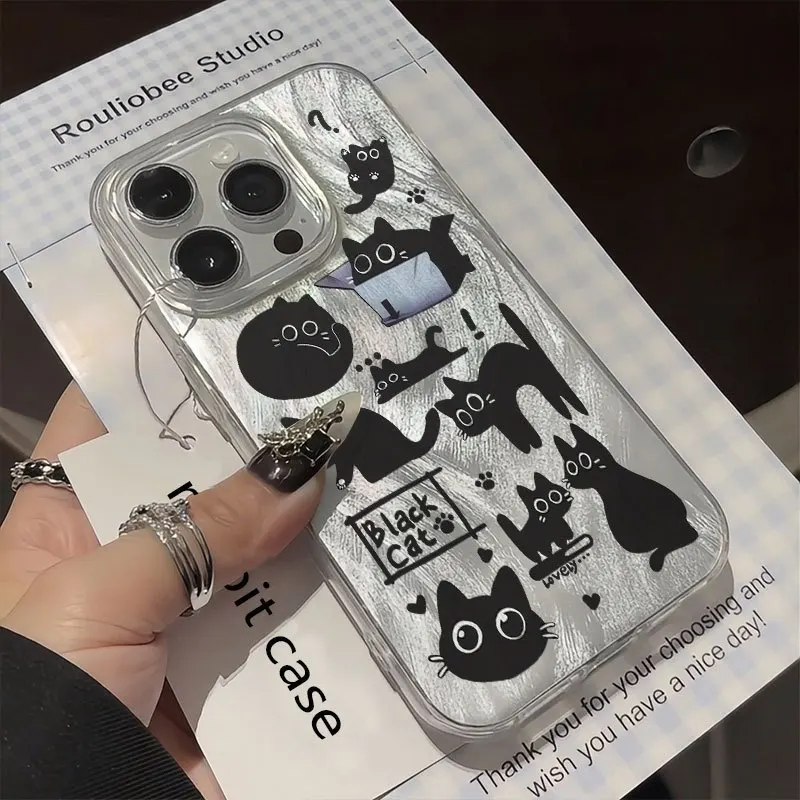 Cartoon Minimalist Cat Phone Case Cover
