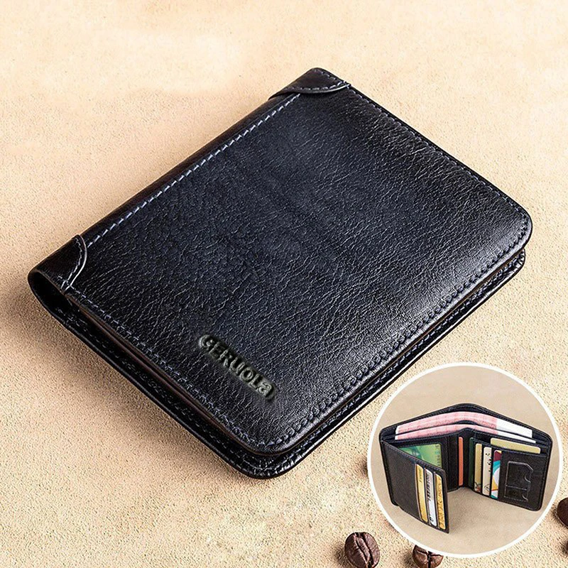 Men's Wallet Anti-theft Brush Ultra-thin Head Layer Cowhide Korean Version Short Genuine Leather Money Clip Vintage Daily Match 5