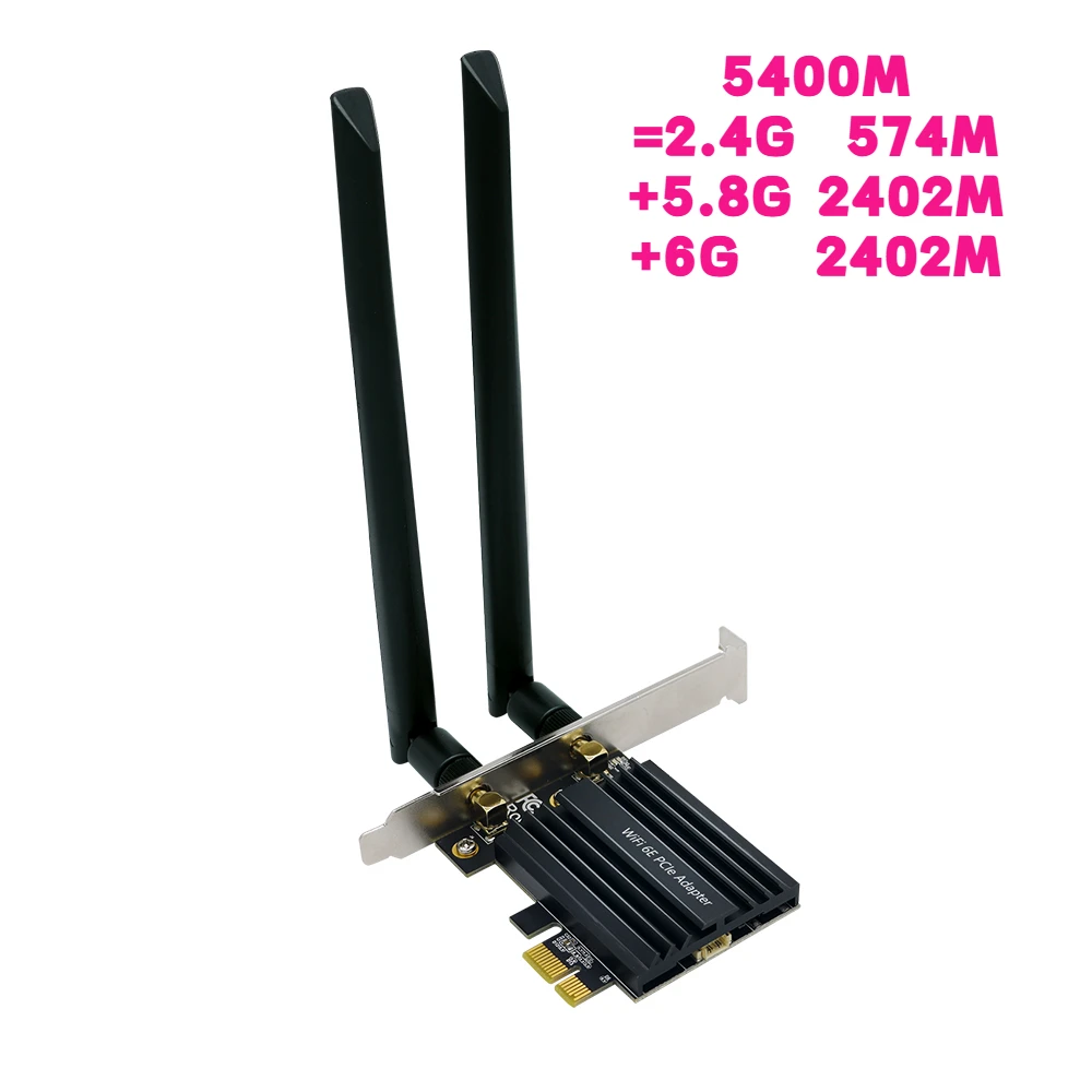 Фото OEM 802.11AX WIFI 6E 5400 Мбит/с 2,4G/5,8G/6G 160 МГц беспроводной PCIe LAN адаптер для карт BLE5.2 + 1024-QAM/usb wifi адаптер №1