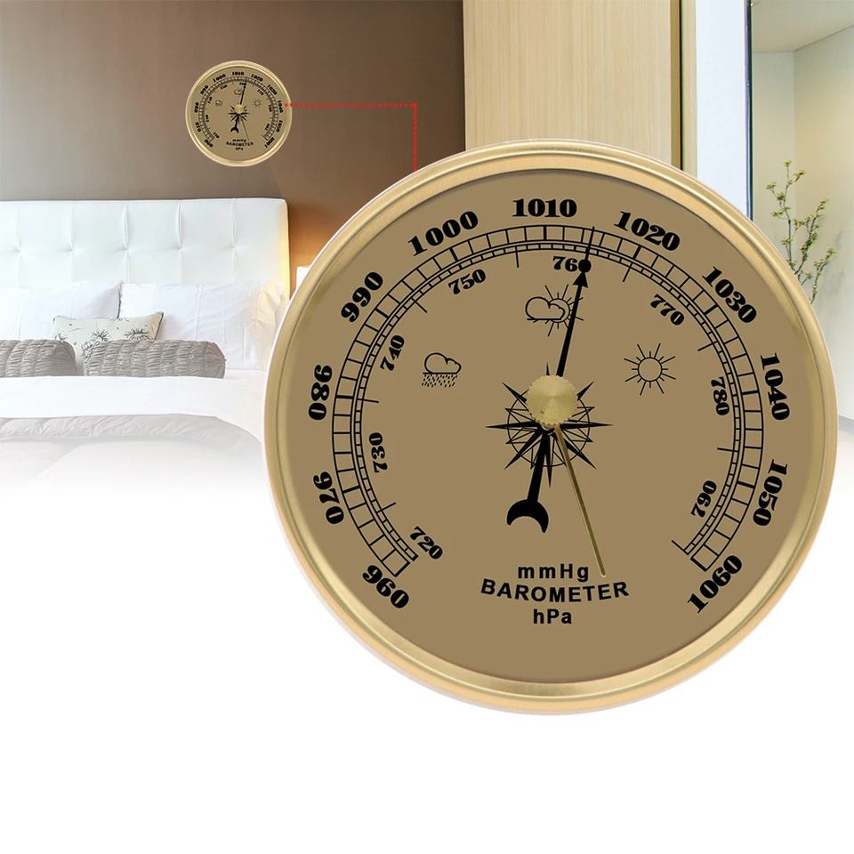 Wall Mounted Household Barometer 960-1060hPa Pressure Gauge  Weather Forecasting Instrument Metal Hanging Barometer Mini 70mm