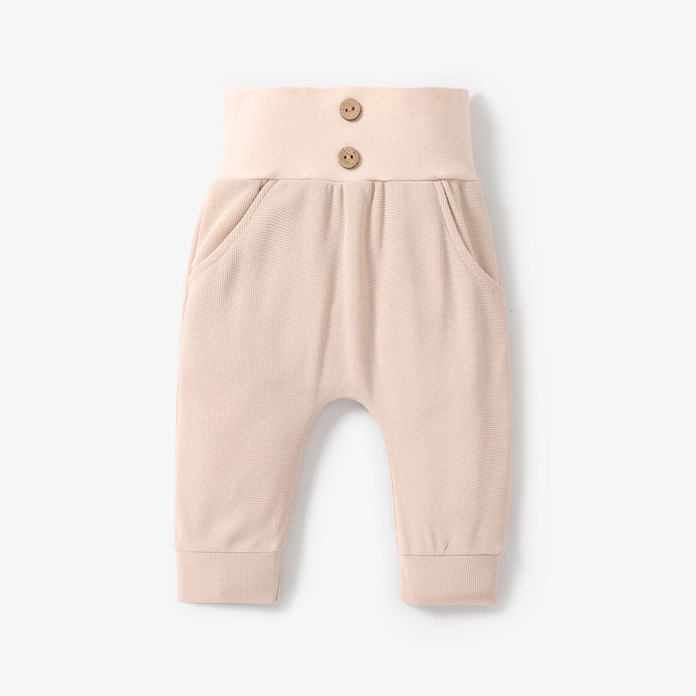

PatPat Baby Boy/Girl Solid Waffle Textured High Waist Pants
