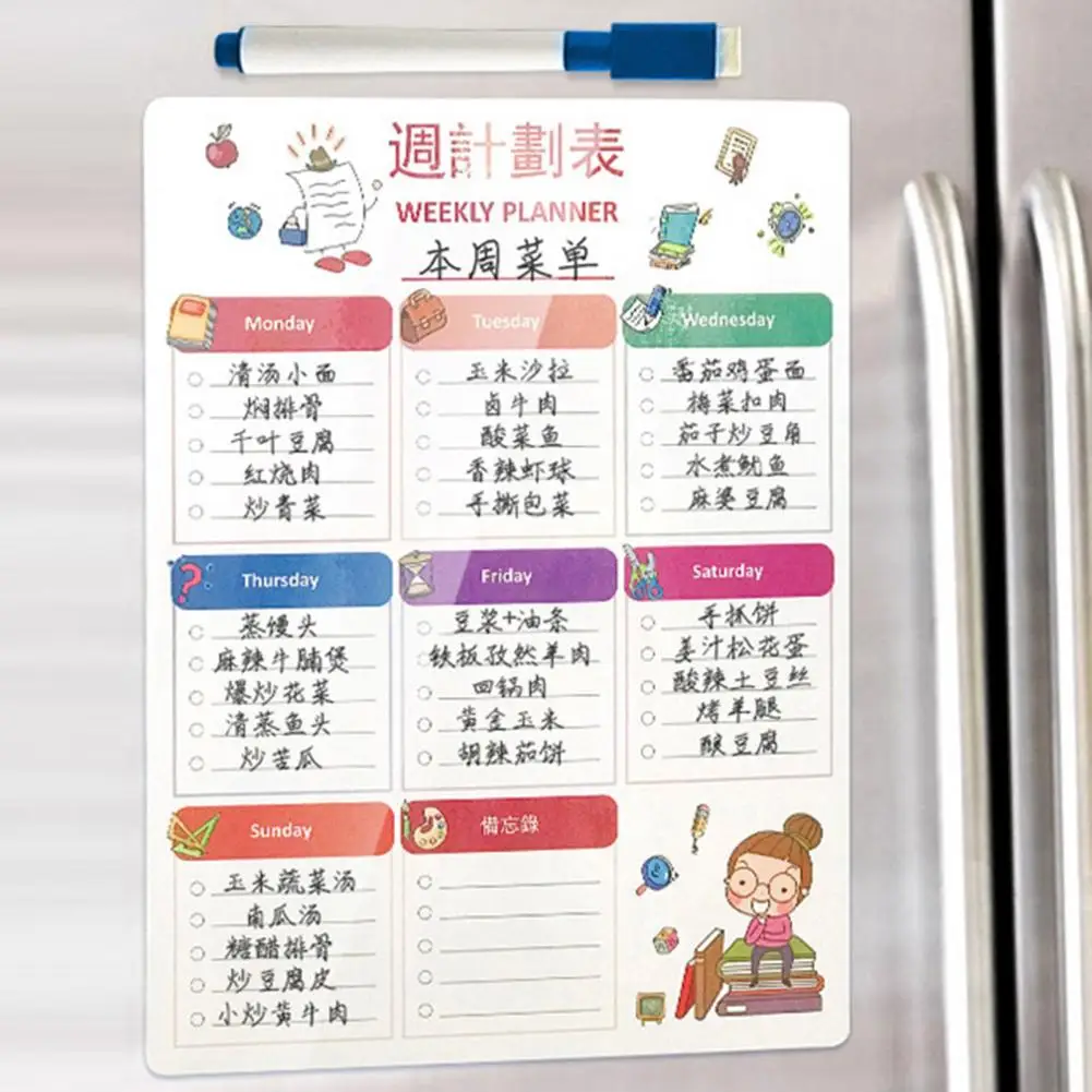 Useful Magnetic Time Management Pad Thickened Flexible Magnetic Planner Sheet Bright Color Time Management Pad