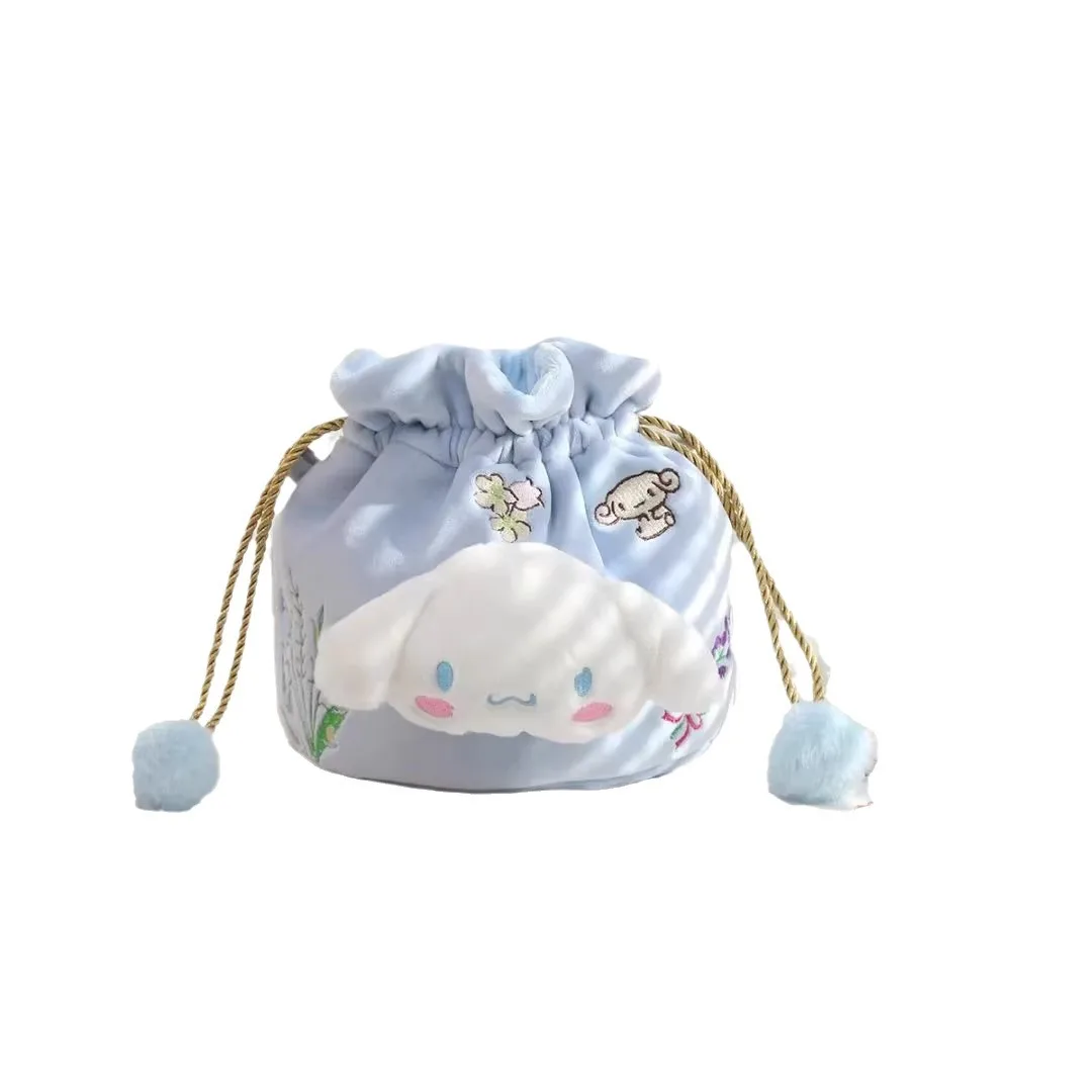 

Cute Sanrio Plush Drawstring Bag Kuromi Accessories Kawaii Anime Bucket Bag Organizer Handbag Satchel Bag Toys for Girls Gift