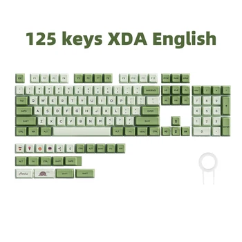 Matcha 그린 기계식 키보드 키캡, 염료 승화 XDA 키캡, 체리 MX 스위치용, 영어 일본어 PBT 키캡, 124 키