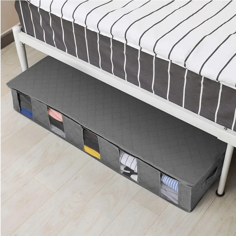 

Clothing Storage Bag Foldable Underbed Organizing Large Adjustable Compartment Storage Bag for Blanket Shoes Sweaters Toys